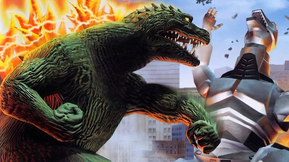 Godzilla smashes mech Godzilla.