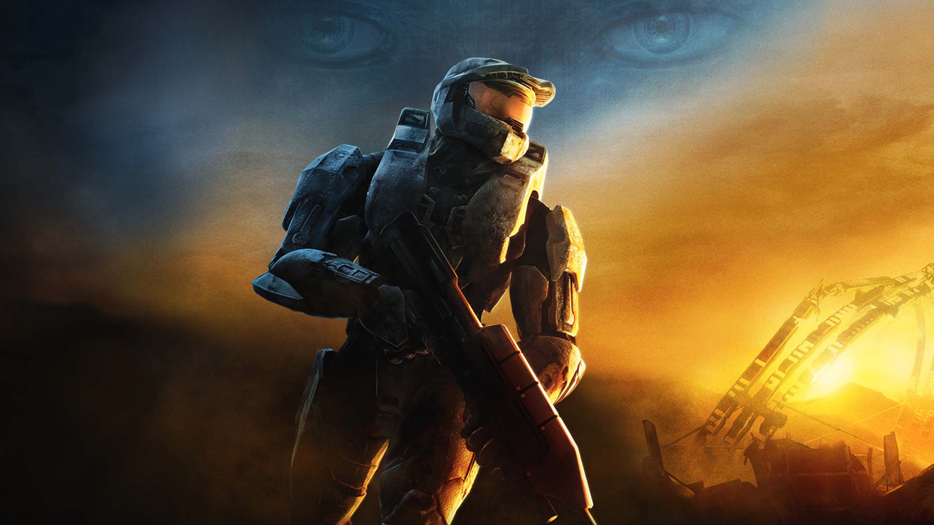 Master Chief appears at sunset.