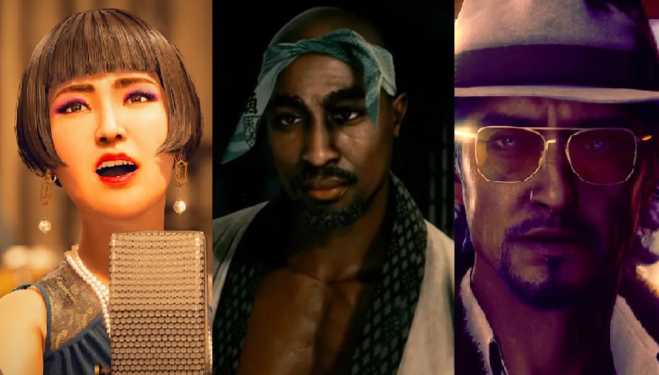 Composite image of three characters from Stranger Than Heaven including the singer Ado, Tupac, and Makoto Daito