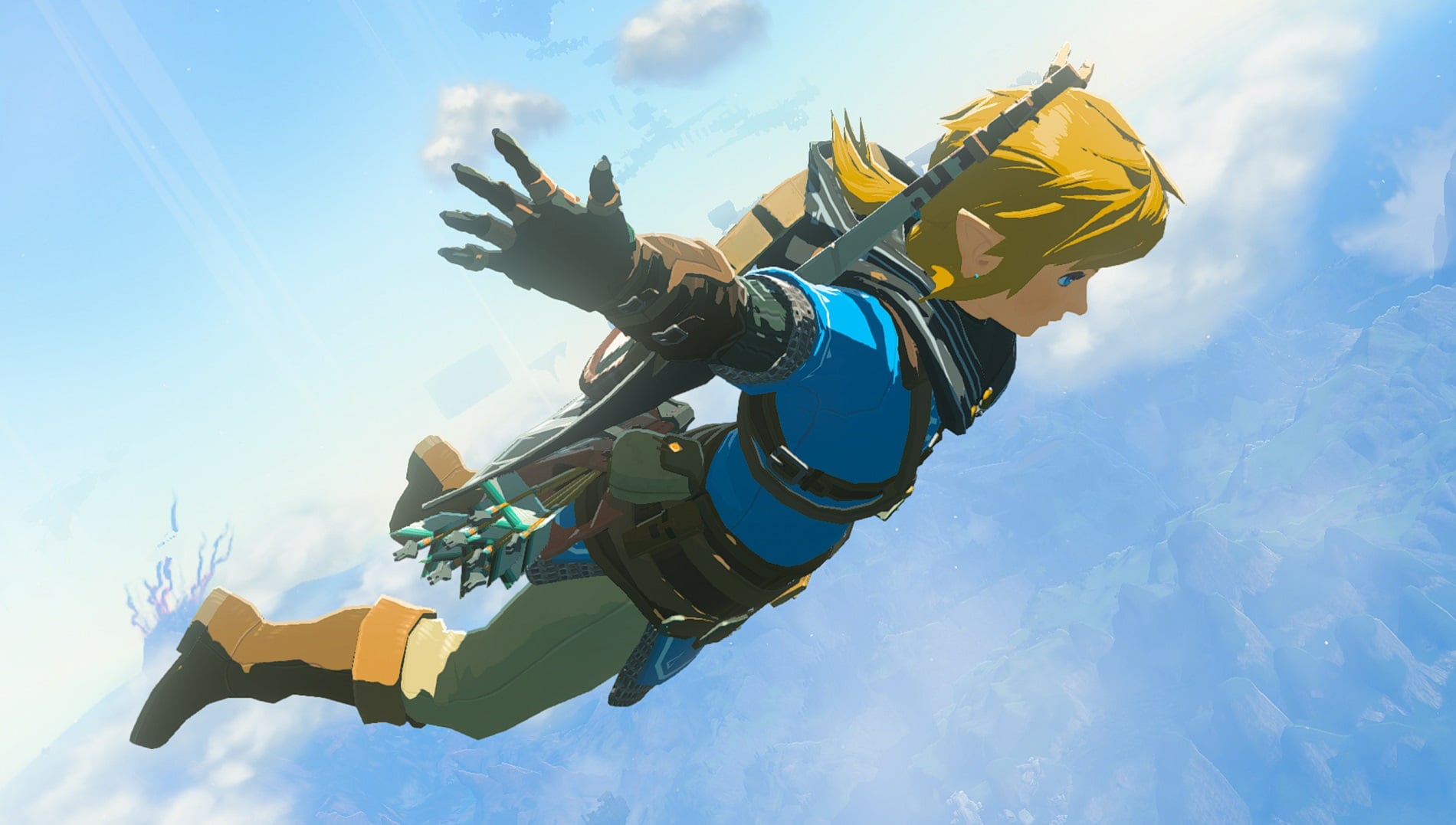 Link falls through the sky.